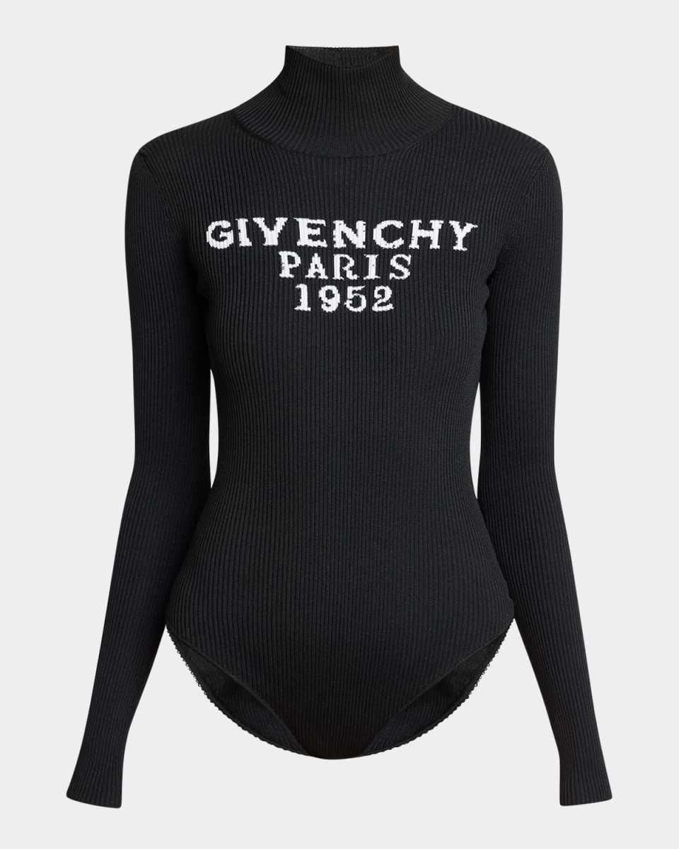 High-Neck Logo-Print Bodysuit